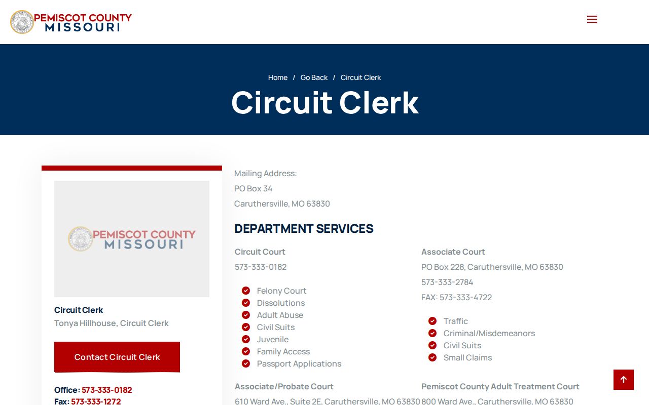 Cooter court records Circuit Clerk divisions and docket search links
