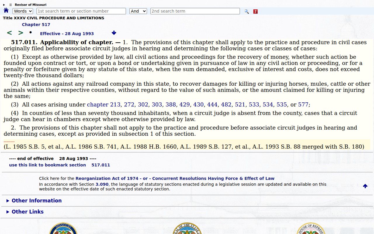 Pemiscot County civil docket Associate Circuit jurisdiction reference