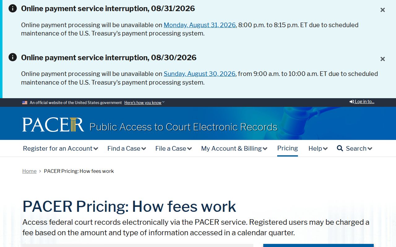 Pemiscot County court record distinction between state court files and PACER federal files