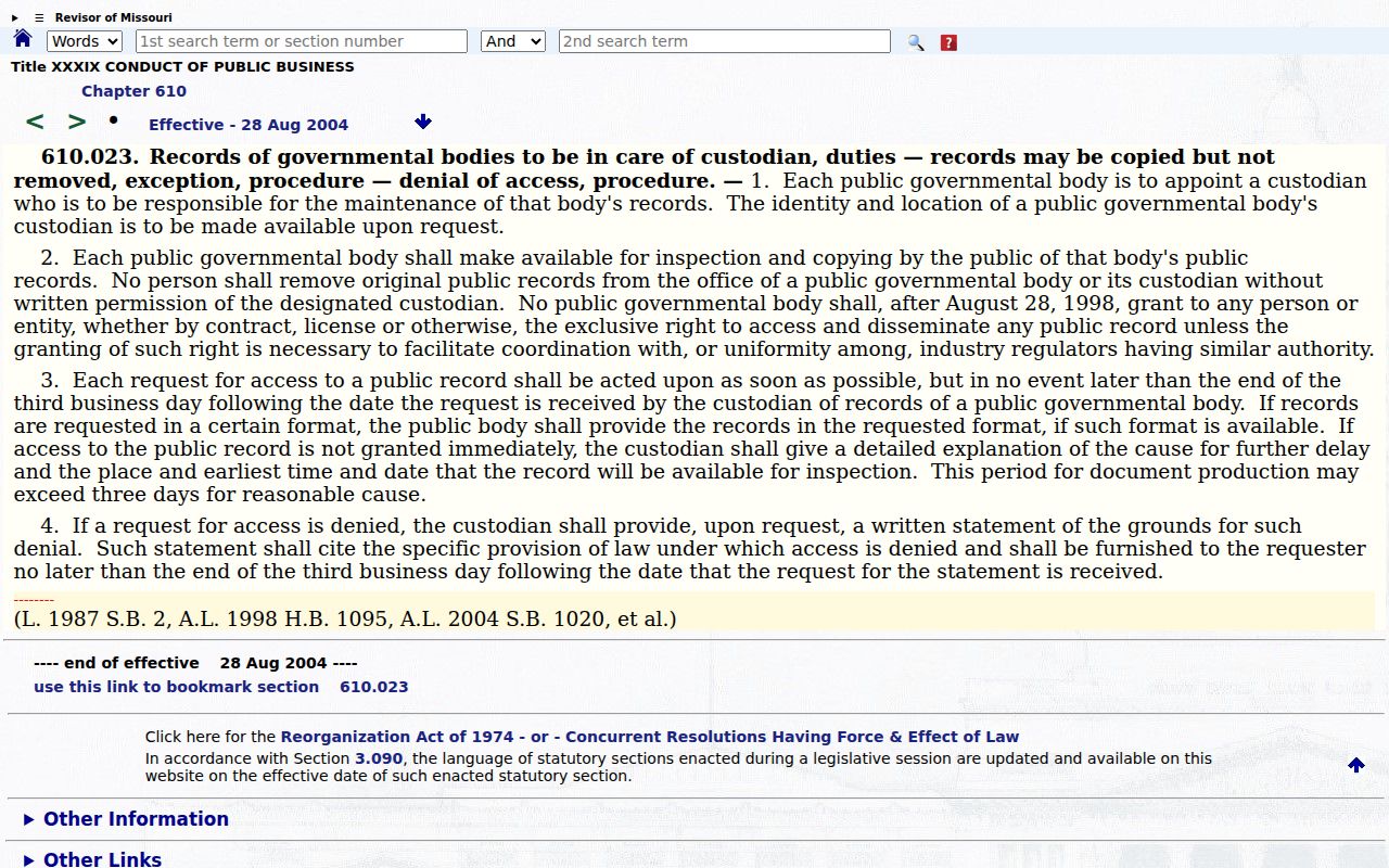 Pemiscot County court record request source for Missouri public-record response duties