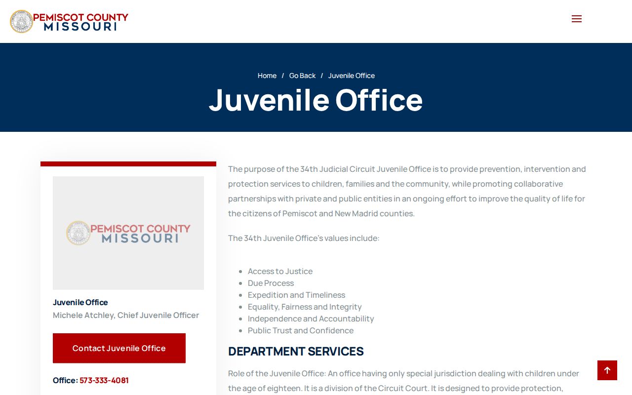 Pemiscot County criminal docket juvenile office access reference