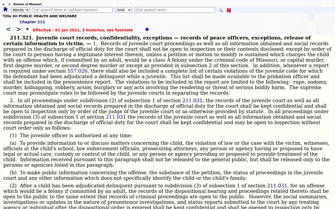 Pemiscot County criminal docket juvenile confidentiality statute