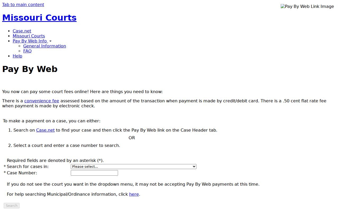 Pemiscot County traffic court record source for Missouri Pay-by-Web eligibility