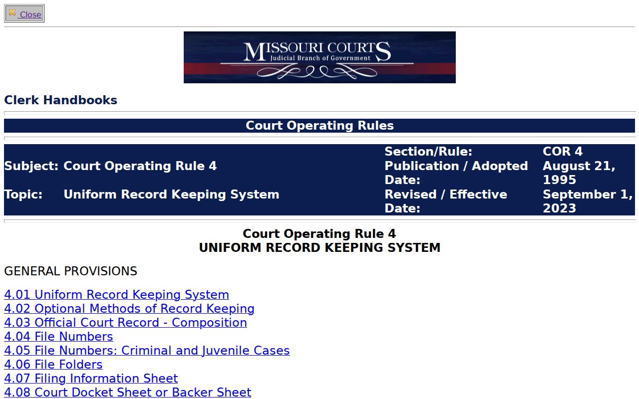 Pemiscot County traffic court record source for Missouri Rule 4 docket fields