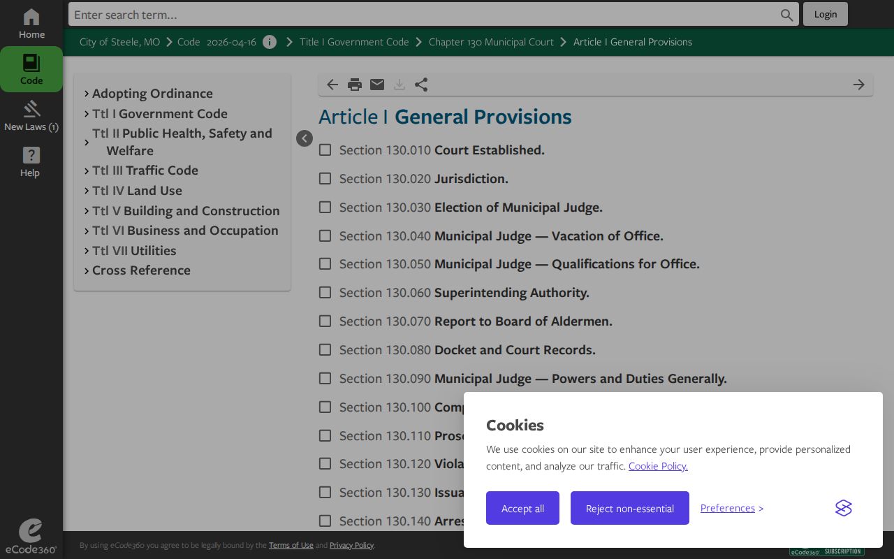 Steele court records municipal court code and docket authority